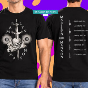 Marilyn Mason Tour 2026 Sword and Skull T-Shirt 2 Sided