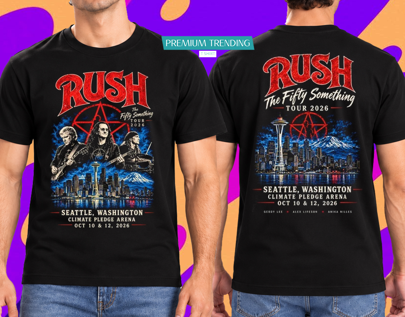 Rush Fifty Something Tour 2026 Seattle WA Oct 10&12 T-Shirt 2 Sided